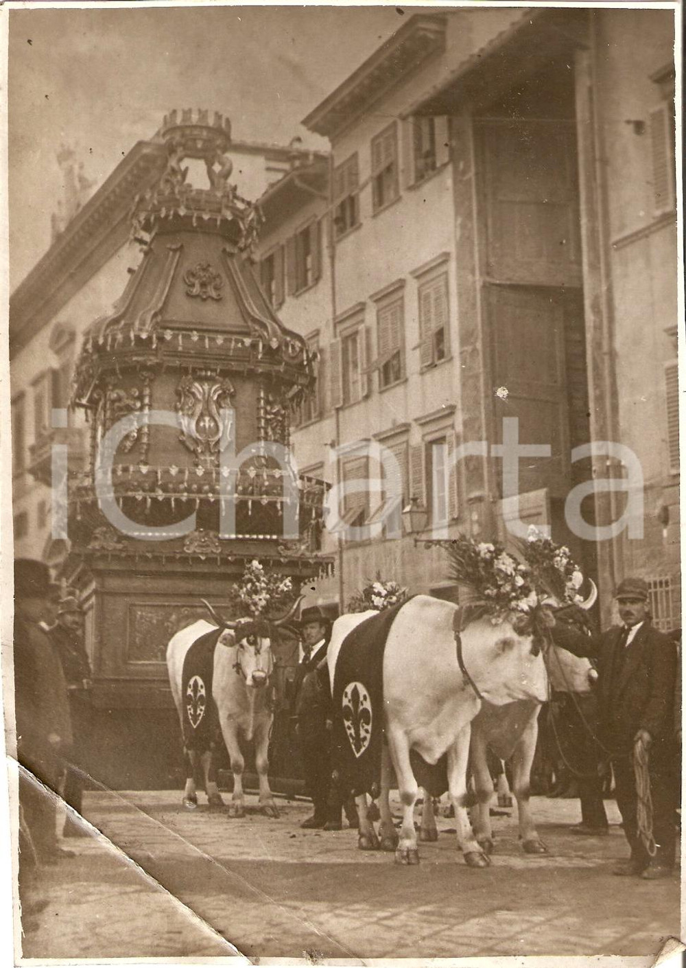Fotografia d'epoca originale 1930 circa FIRENZE Il Carro prima dello Scoppio ANIMATA 1