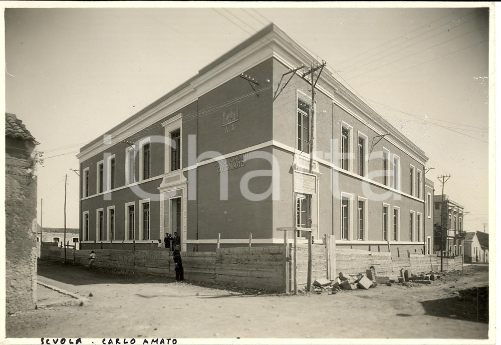Fotografia d'epoca originale 1933 CATANIA La nuova scuola Carlo AMATO Foto ANIMATA 1