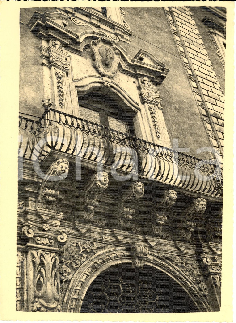Fotografia d'epoca originale 1937 CATANIA Balcone centrale Casa del LITTORIO Foto 1