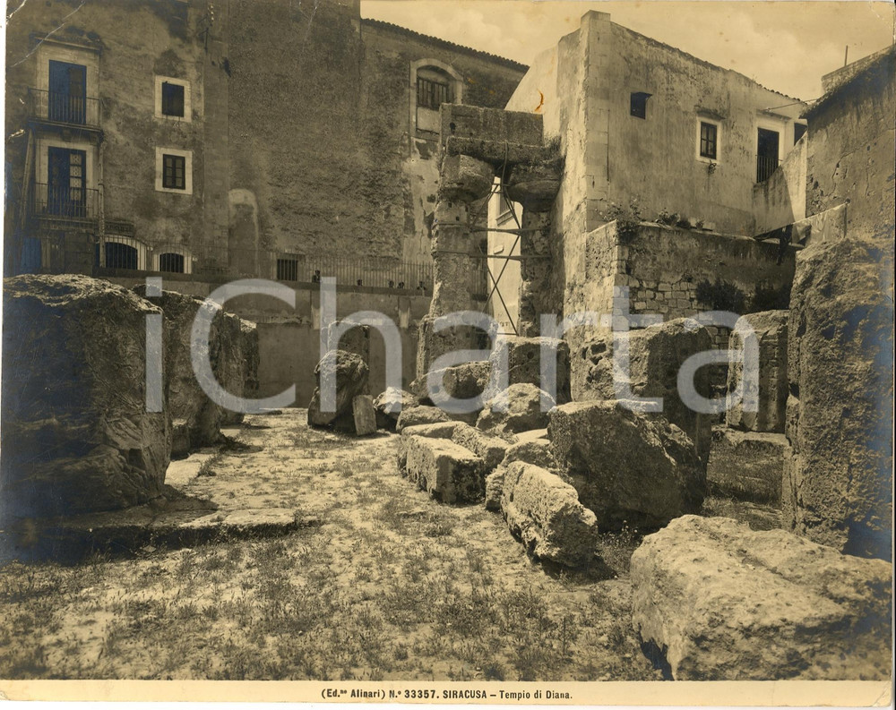 Fotografia d epoca originale 1935 SIRACUSA Il tempio di DIANA Foto ALINARI animata 1