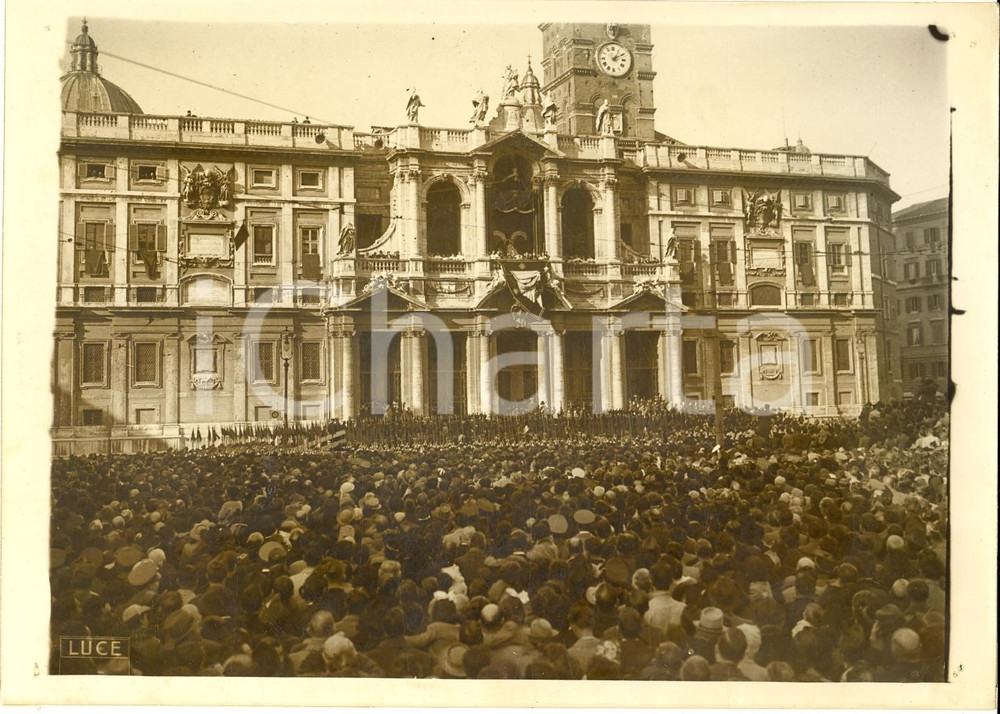Fotografia d'epoca originale 1939 ROMA PIO XII benedice da loggia S. MARIA MAGGIORE 1