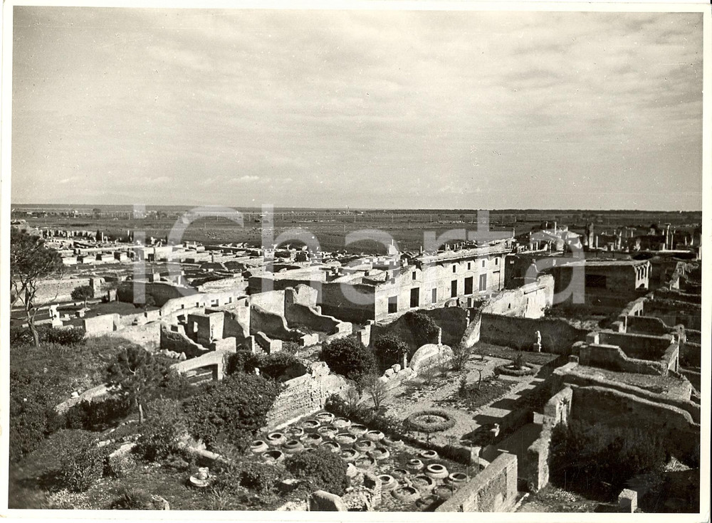 Fotografia d'epoca originale 1942 OSTIA veduta panoramica dell'antica cittÃ  FOTO 1