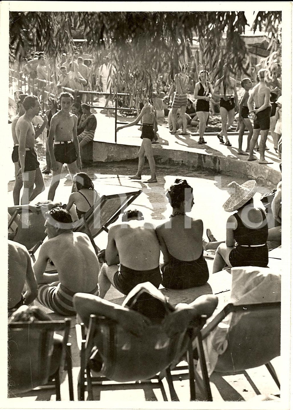 Fotografia d'epoca originale 1939 MILANO Folla di bagnanti a luglio al LIDO *Fotografia 1