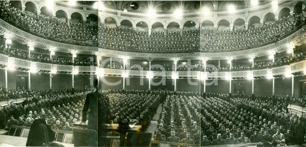 Fotografia d'epoca originale 1941 MILANO Luigi GIANTURCO parla ai militari del Presidio *Fotografia TRIPLA 1