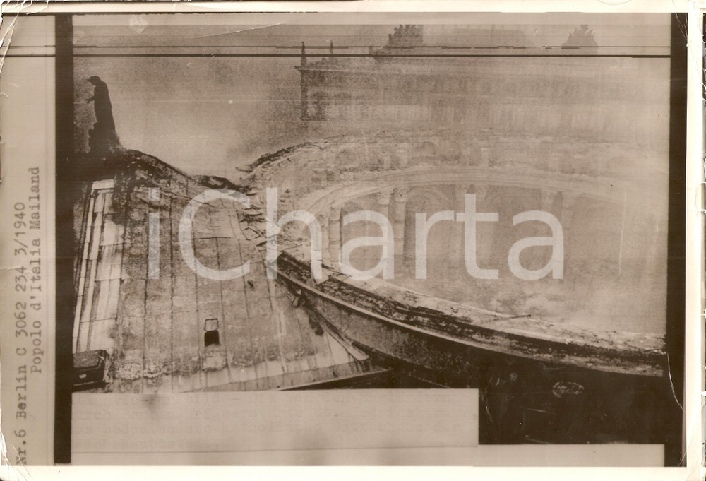 Fotografia d'epoca originale 1943 BERLINO Cattedrale SANT'EDVIGE distrutta da bombe inglesi DANNEGGIATA 1
