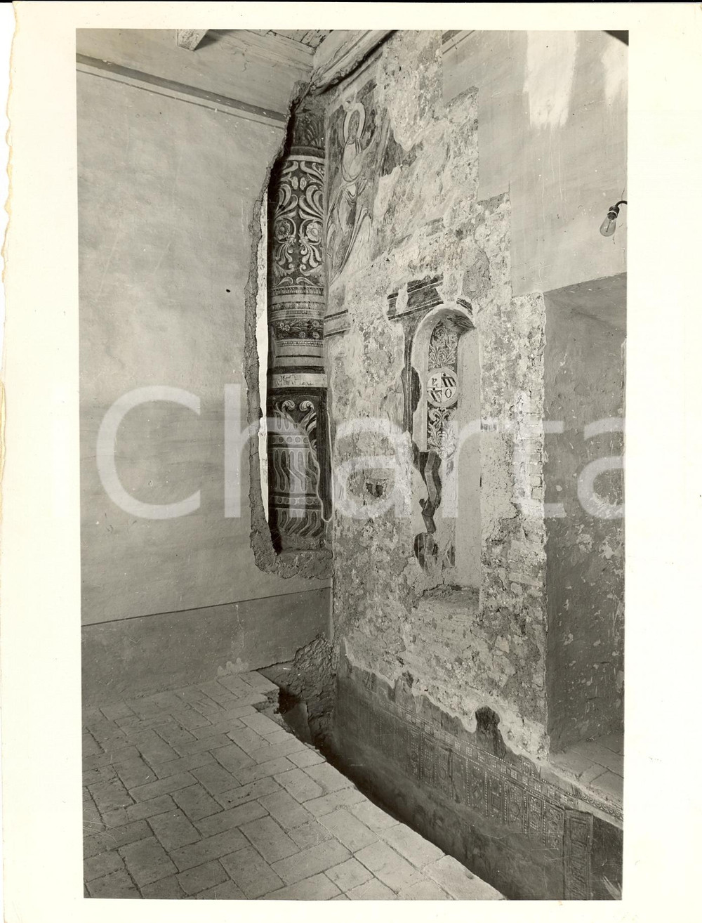 Fotografia d epoca originale 1939 ABBAZIA DI FARFA Scoperta di affreschi bizantineggianti Fotografia 1