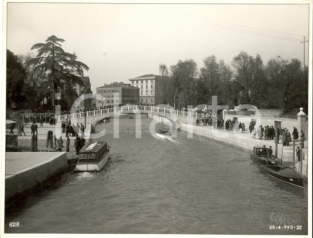 Fotografia d epoca originale 1933 VENEZIA Battelli a motore sul Canale VERA FOTO 1