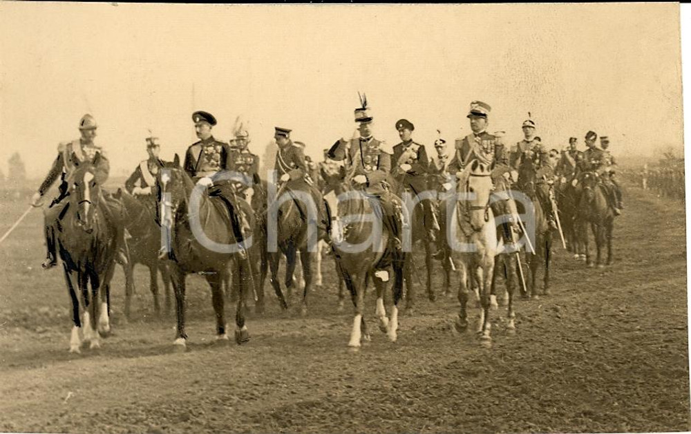 Fotografia d'epoca originale 1930 ROMA ? Boris di BULGARIA Vittorio Emanuele III in corteo a cavallo *Foto 1