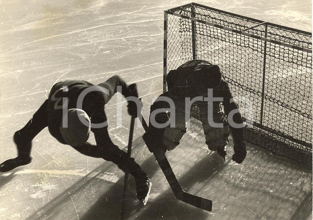 Fotografia d'epoca originale 1937 CORTINA D'AMPEZZO (BL) Hockey sul ghiaccio Torneo di CAPODANNO *Fotografia 1