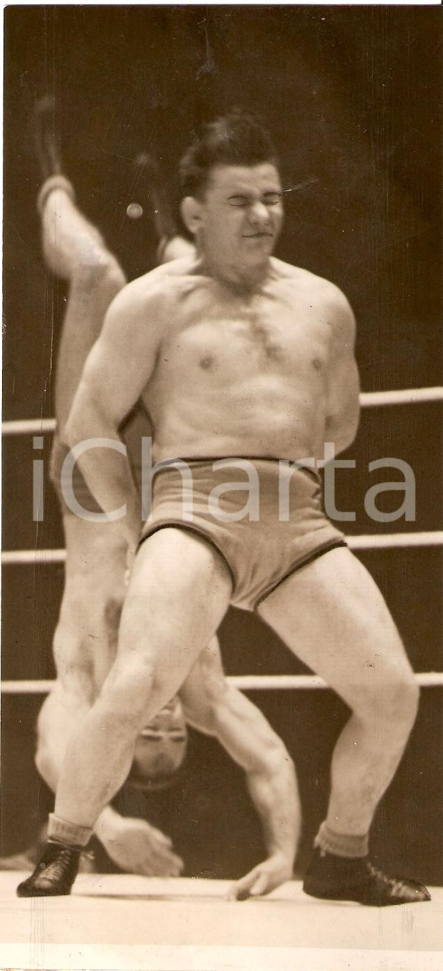 Fotografia d'epoca originale 1938 MILANO Wrestling Joe SAVOLDI contro Pierre DEGLANE 1