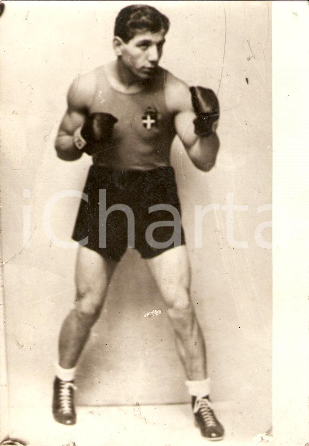 Fotografia d'epoca originale 1930 ca ITALIA PUGILATO Campione pesi medi FERRARIO *Foto 10x15 1