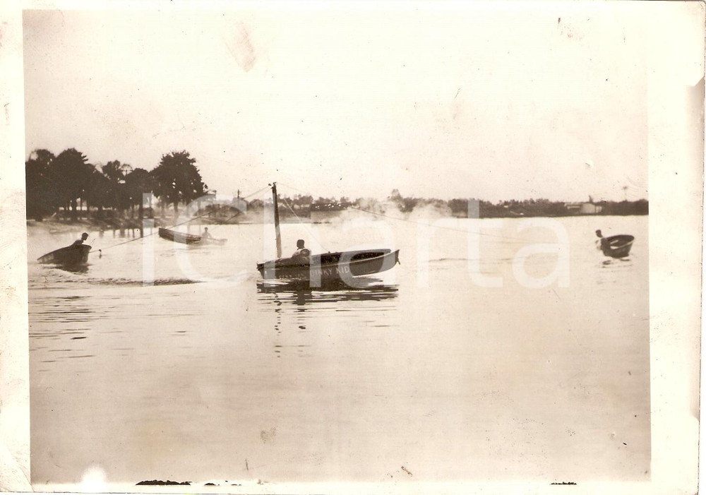 Fotografia d'epoca originale 1930 FLORIDA Il nuovo sport del MOTORBOAT-ROUND-RUN 1