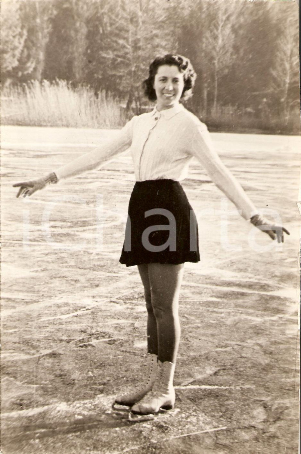 Fotografia d'epoca originale 1938 BERLINO Pattinatrice milanese Anna Maria CELOTTI 1
