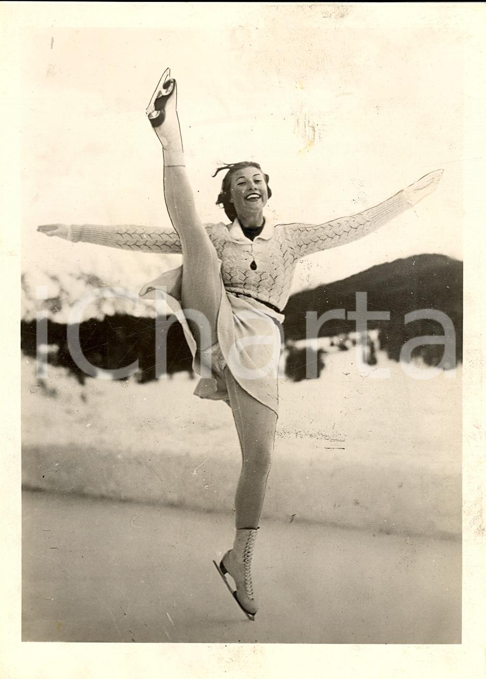 Fotografia d'epoca originale 1938 BERLINO Cecilia COLLEDGE campionessa pattinaggio 1