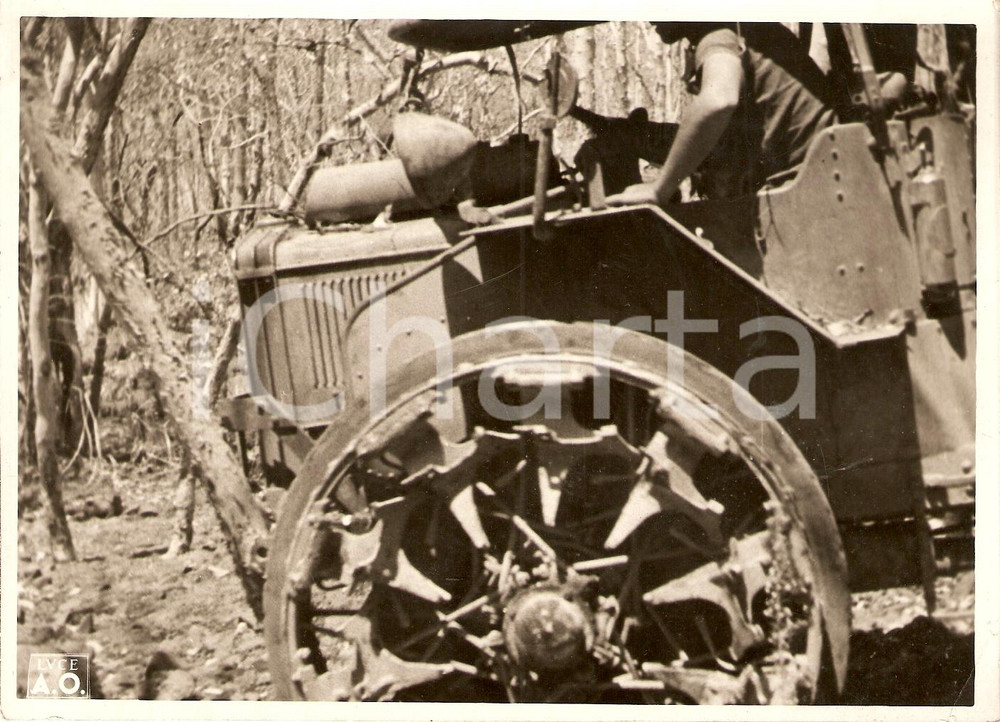 Fotografia d epoca originale 1940 ca AFRICA ORIENTALE L avanzata di un trattore Fotografia 1