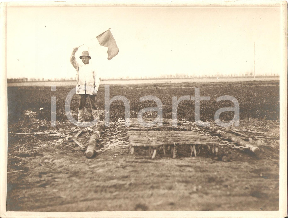 Fotografia d'epoca originale 1935 ca BOLOGNA Gara di aratura con aratro a strascico *Fotografia 1