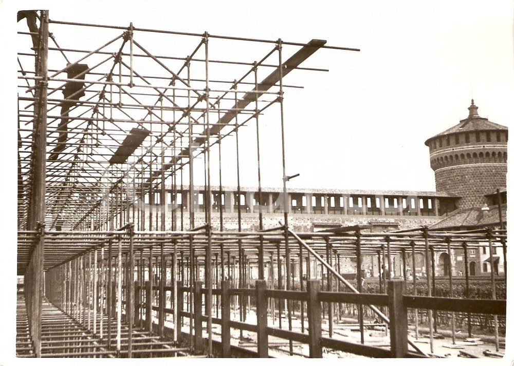 Fotografia d'epoca originale 1938 MILANO Lavori per Estate Musicale CASTELLO SFORZESCO Fotografia 1