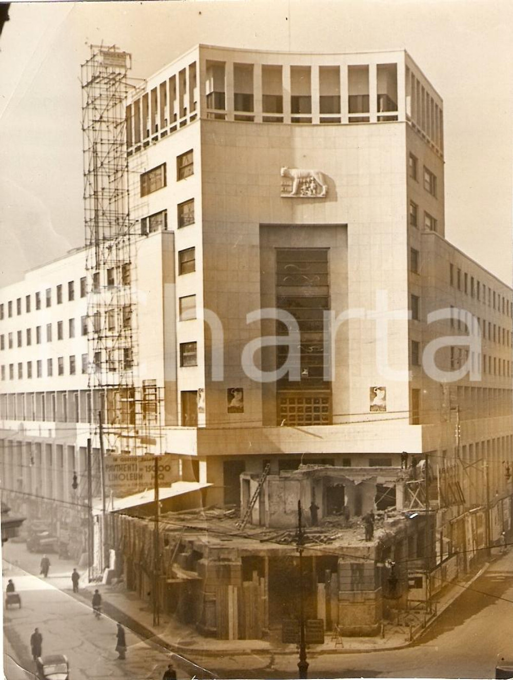 Fotografia d'epoca originale 1941 MILANO Costruzione nuova sede del BANCO DI ROMA Foto DANNEGGIATA 1