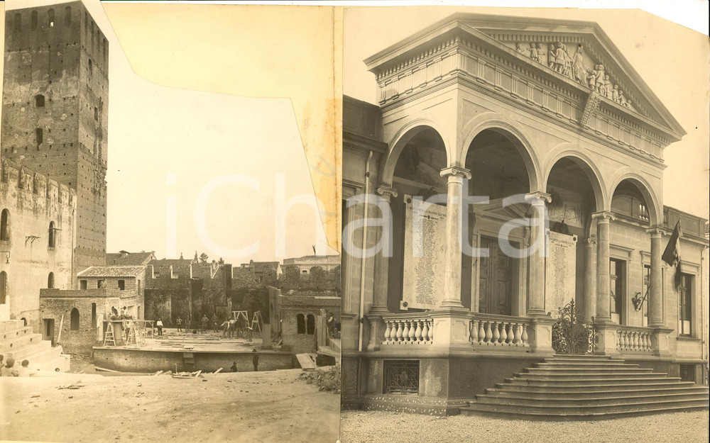 Fotografia d'epoca originale 1935 ca PADOVA Opere Regime Asilo e Anfiteatro LITTORIO 1