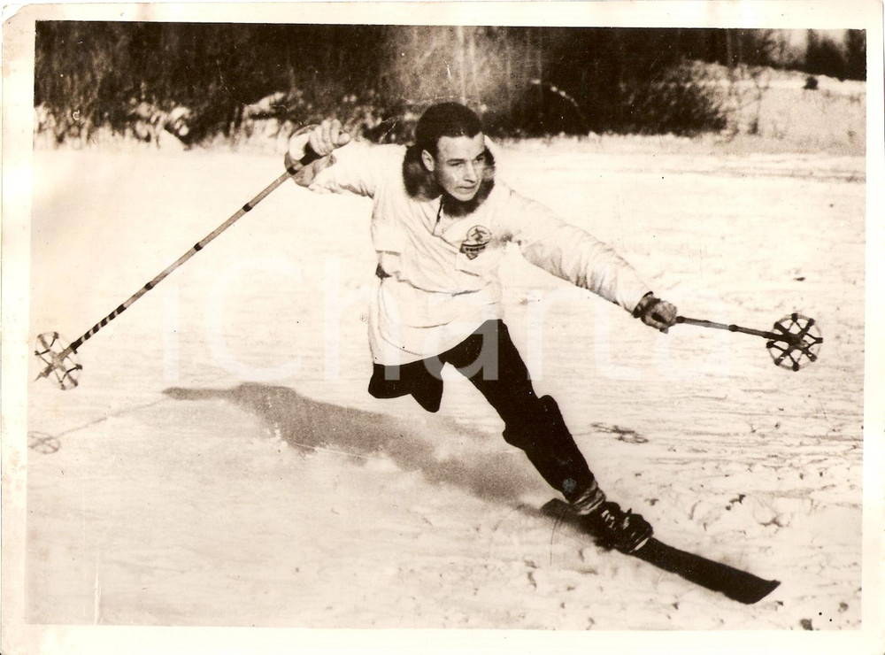 Fotografia d'epoca originale 1939 QUEBEC (CANADA) Jean GOSSELIN the one-legged skier 1