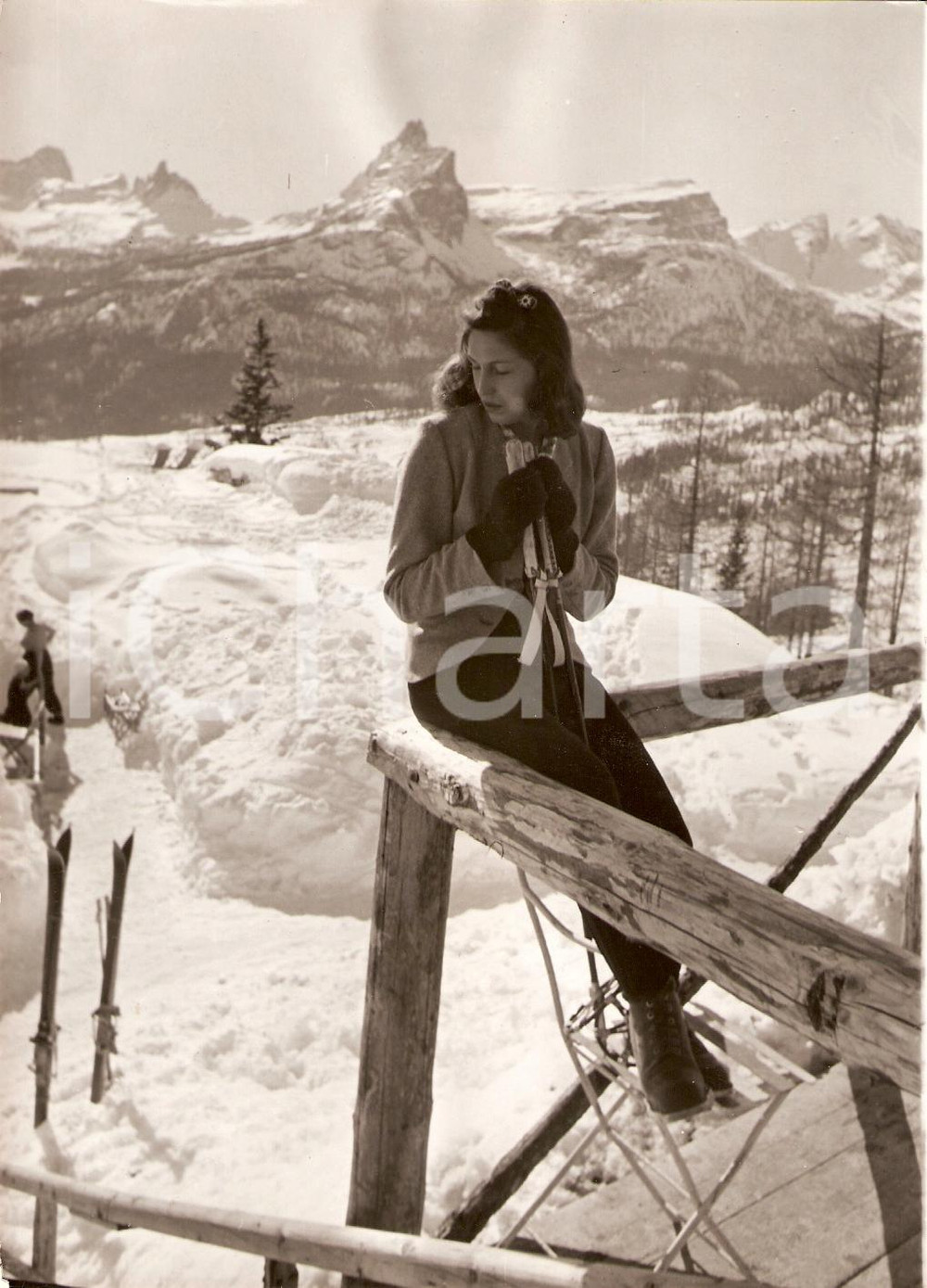Fotografia d'epoca originale 1939 CORTINA D'AMPEZZO Stagione sciistica alle DOLOMITI 1