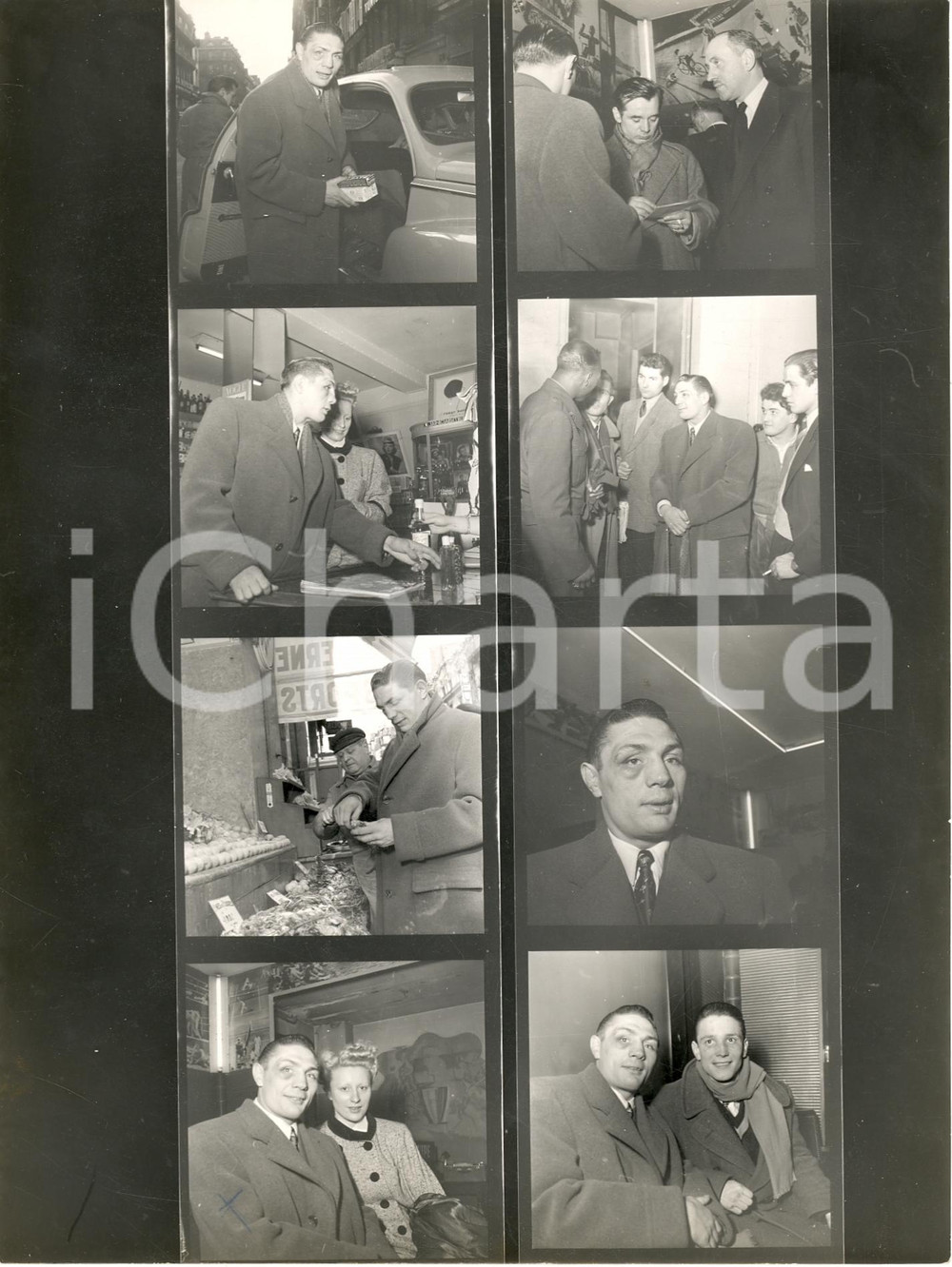 Fotografia d'epoca originale 1950 ca FRANCIA BOXE Ritratti di un pugile nella vita quotidiana  8 provini 1