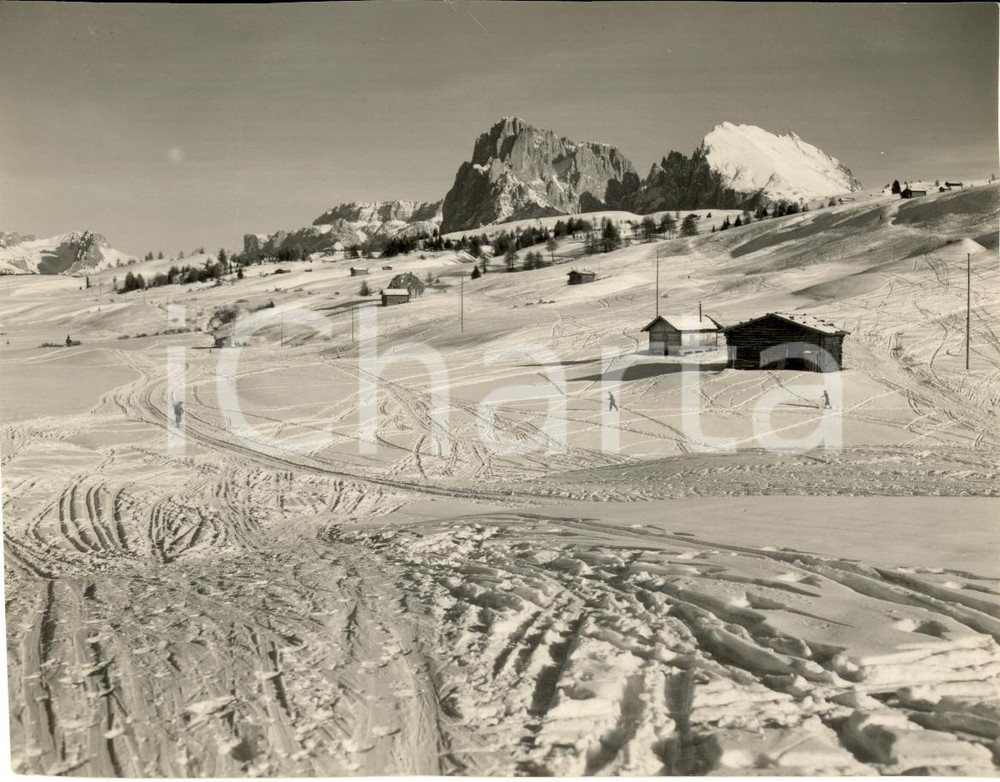 Fotografia d'epoca originale 1940 ORTISEI (BZ) Alpe di SIUSI sotto la neve VERA FOTO 1