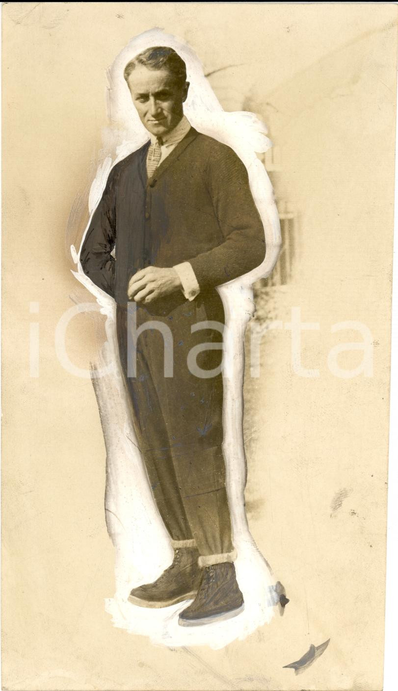 Fotografia d'epoca originale 1924 SCI Ritratto dello sciatore LUIGI FAURE campione 1