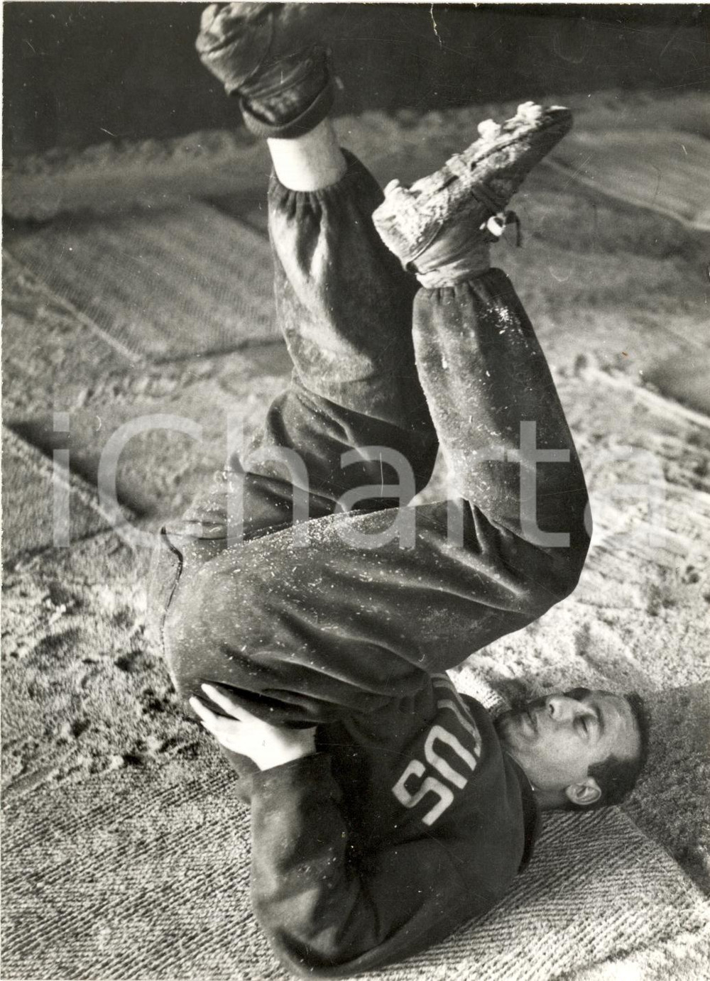Fotografia d'epoca originale 1940 ca TORINO CALCIO Giocatore JUVENTUS in allenamento a terra *Foto 13x18 1