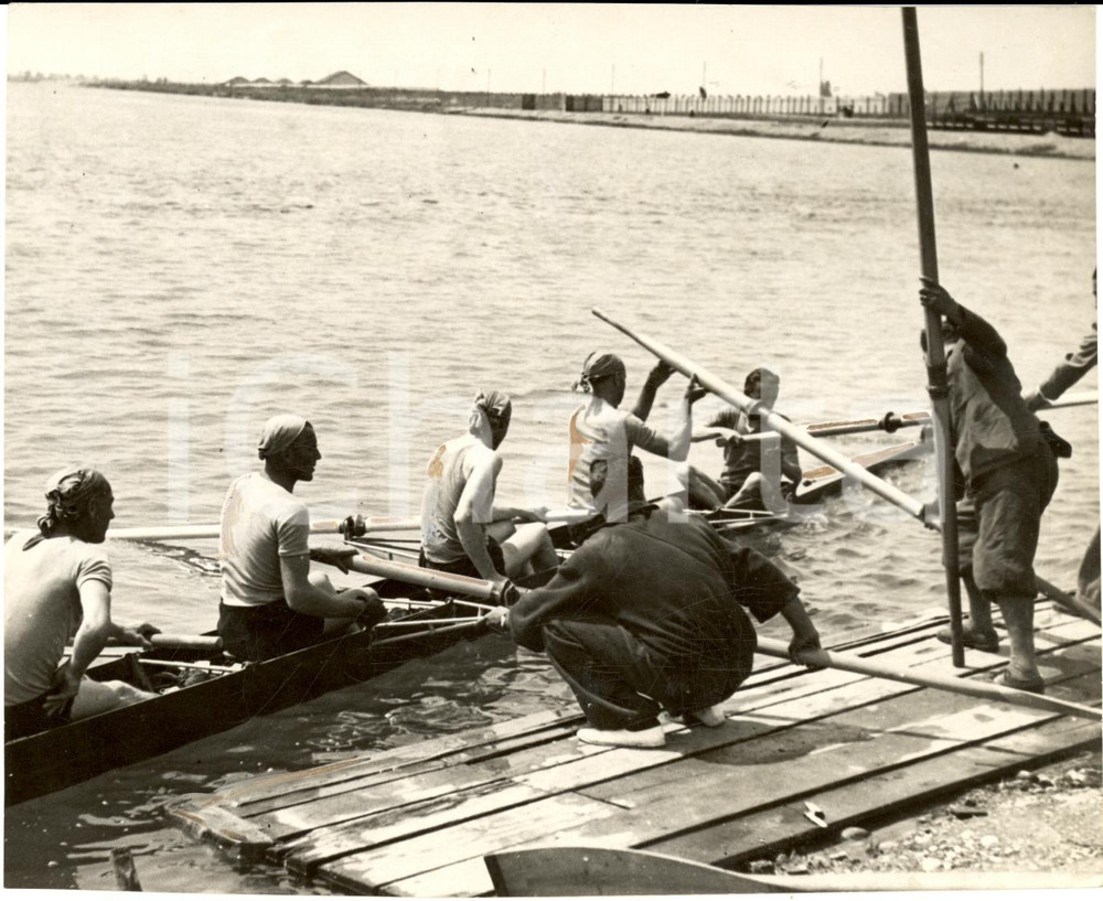 Fotografia d'epoca originale 1936 MILANO Preolimpionica Canottaggio Quattro PULLINI 1