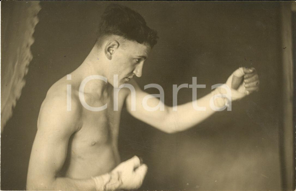 Fotografia d'epoca originale 1935 GENOVA Ritratto pugile Innocente BAIGUERA *Foto 1