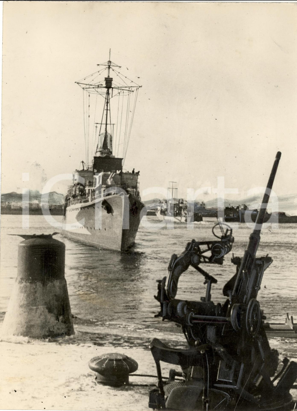 Fotografia d'epoca originale 1943 GUERRA NAVALE WW2 Navi tedesche partono per missione *FOTOGRAFIA 1