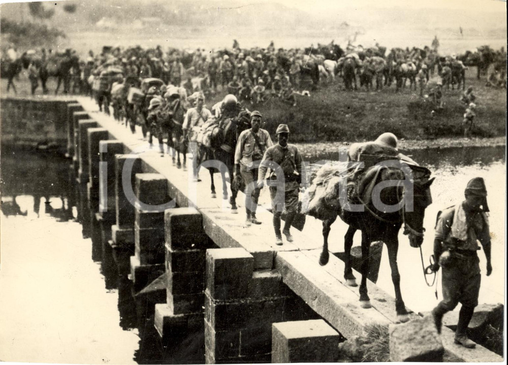 Fotografia d'epoca originale 1939 CINA DEL SUD Sino-Japanese War *Ponte di emergenza 1