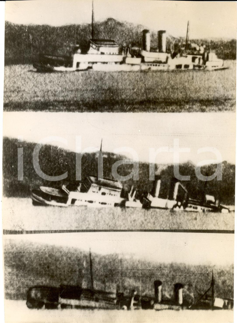 Fotografia d epoca originale 1938 CINA SinoJapanese War Affondamento U.S.S. PANAY 1