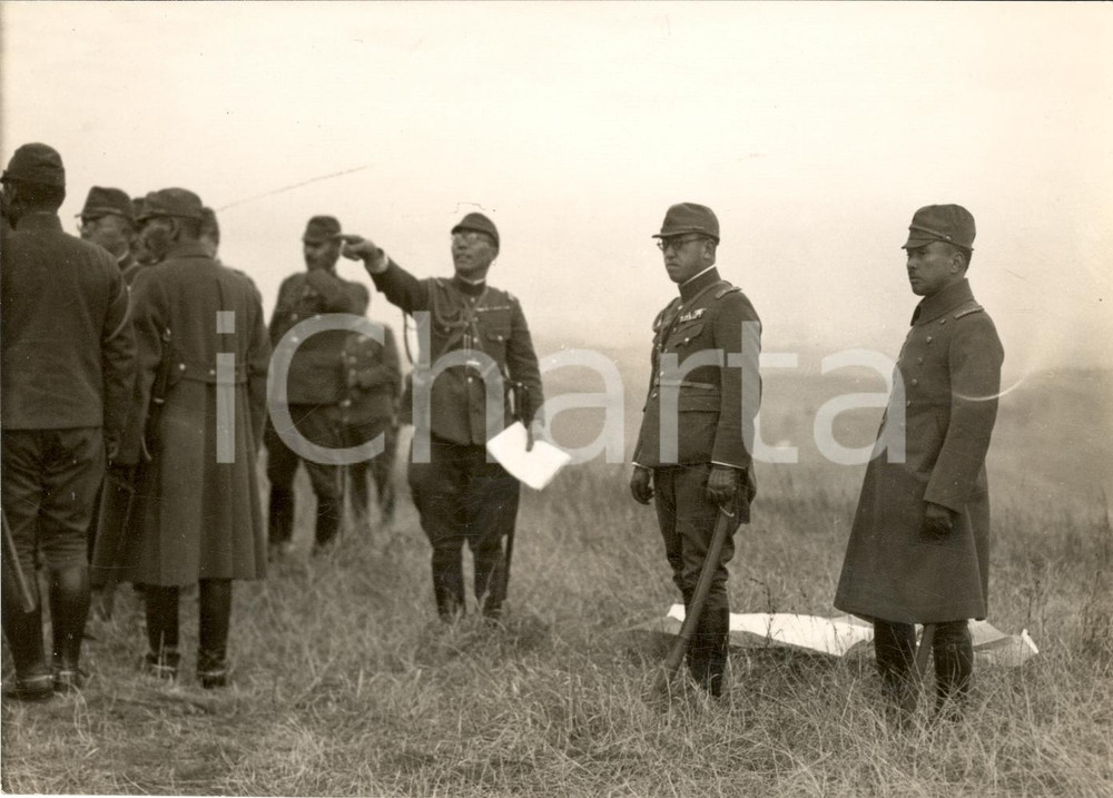 Fotografia d epoca originale 1939 CINA Guerra SINOGIAPPONESE Ufficiali giapponesi sul campo Foto 18x12 cm 1