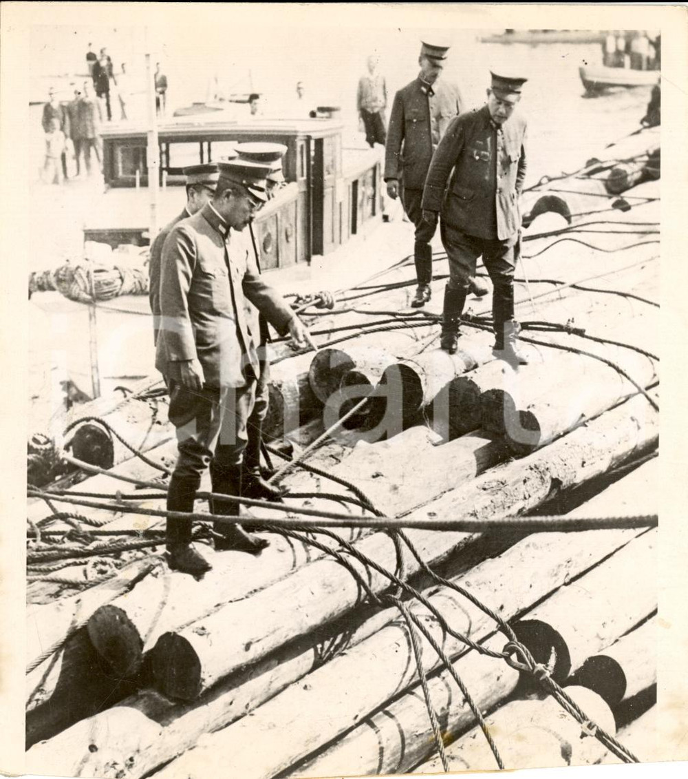 Fotografia d epoca originale 1943 TOKIO WW2 Primo ministro Hideki TOJO visita base navale Fotografia 1