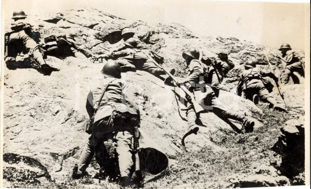 Fotografia d epoca originale 1938 CINA Guerra CINOGIAPPONESE Soldati nipponici attaccano SIZHOU Fotografia 1