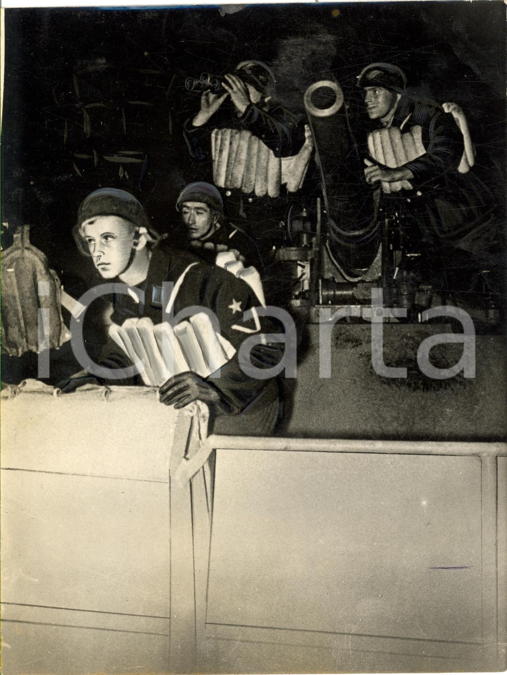 Fotografia d epoca originale 1942 GUERRA NAVALE WW2 Marinai dell ASSE affondano nave inglese FOTO PROPAGANDA 1