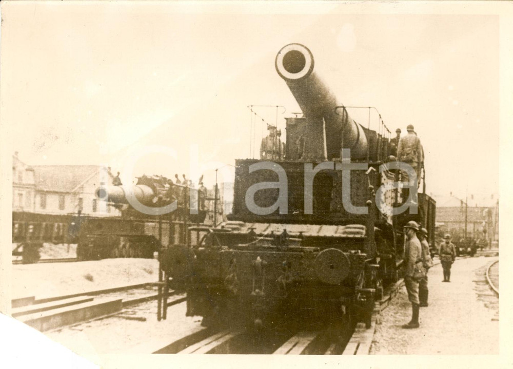 Fotografia d epoca originale 1939 France, canon sur voie ferrÃ©e, cannone ferroviario 1