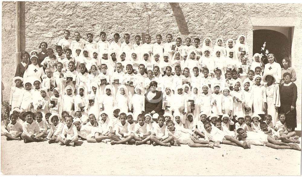 Fotografia d epoca originale 1932 ERICE TP Colonia montana di MONTE SAN GIULIANO Foto di gruppo 1