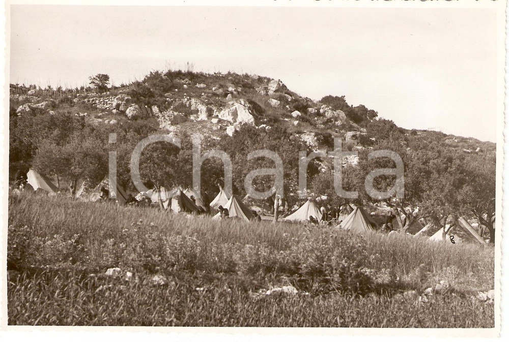 Fotografia d epoca originale 1935 ca TRAPANI Accampamento della Milizia Volontaria Sicurezza Nazionale 1
