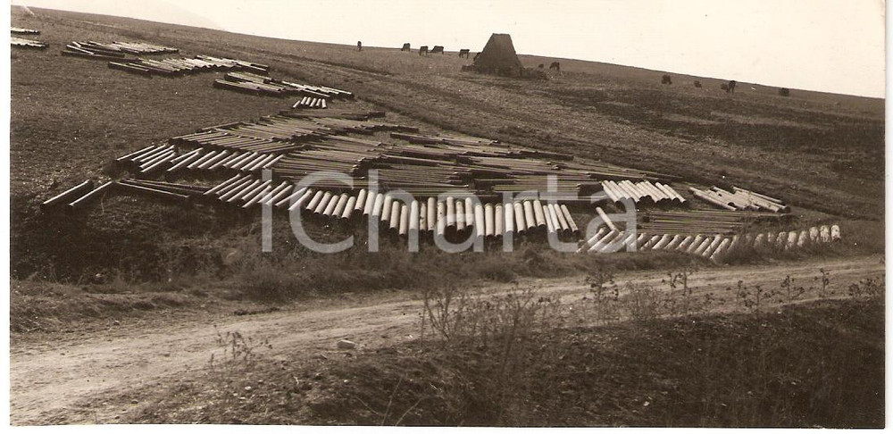 Fotografia d epoca originale 1935 ca ALCAMO TP Tubature dell acquedotto consorziale FOTOGRAFIA 1