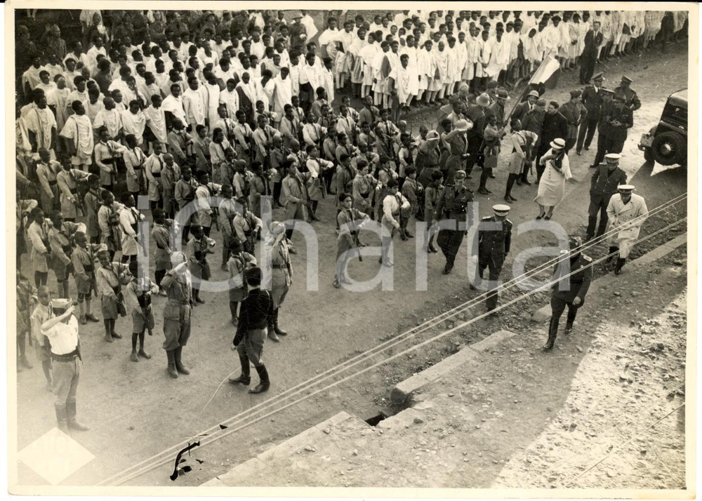 Fotografia d epoca originale 1936 ADDIS ABEBA ETIOPIA Armando PETRETTI Guido CORTESE indigeni scuole Littorio 1