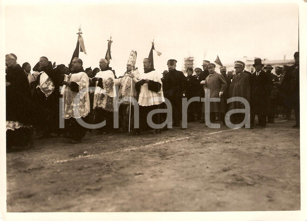 Fotografia d epoca originale 1928 BENGASI Attilio TERUZZI e prima pietra Cattedrale 1