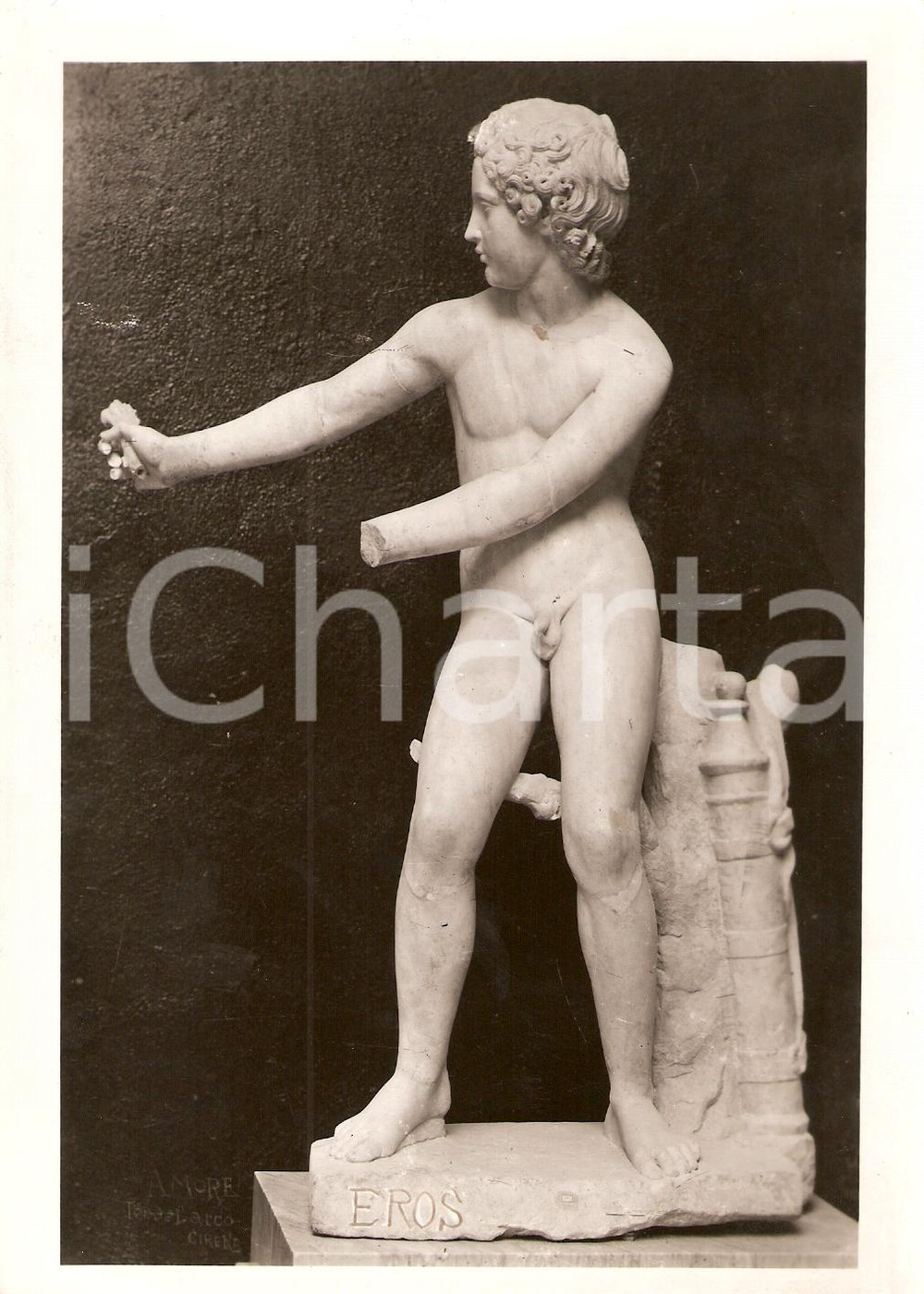 Fotografia d epoca originale 1930 ca CIRENE LIBIA La statua di EROS ritrovata 1