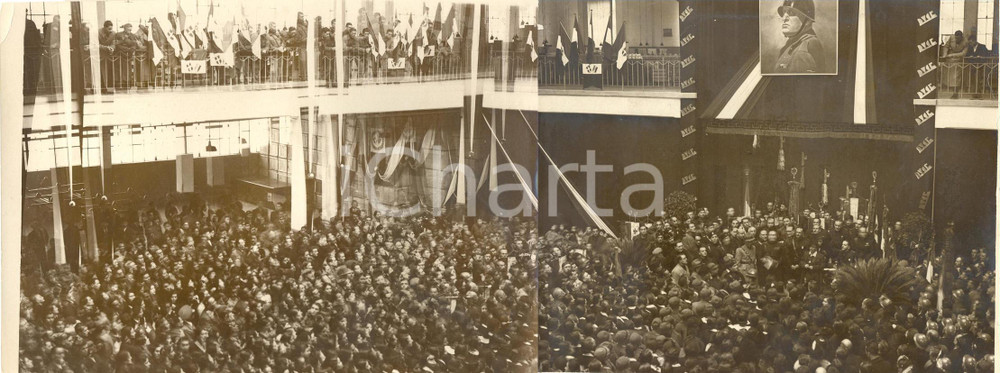 Fotografia d epoca originale 1936 RHO MI I cittadini alla grande adunanza fascista Foto 1