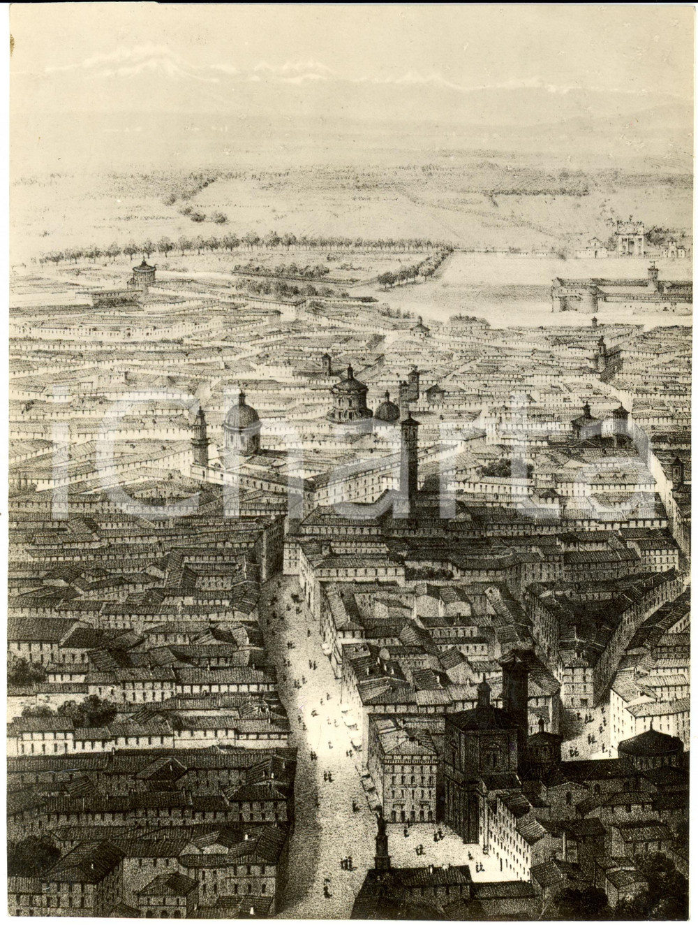 Fotografia d epoca originale 1941 MILANO Veduta panoramica da Ospedale Maggiore inizio Ottocento Fotografia 1