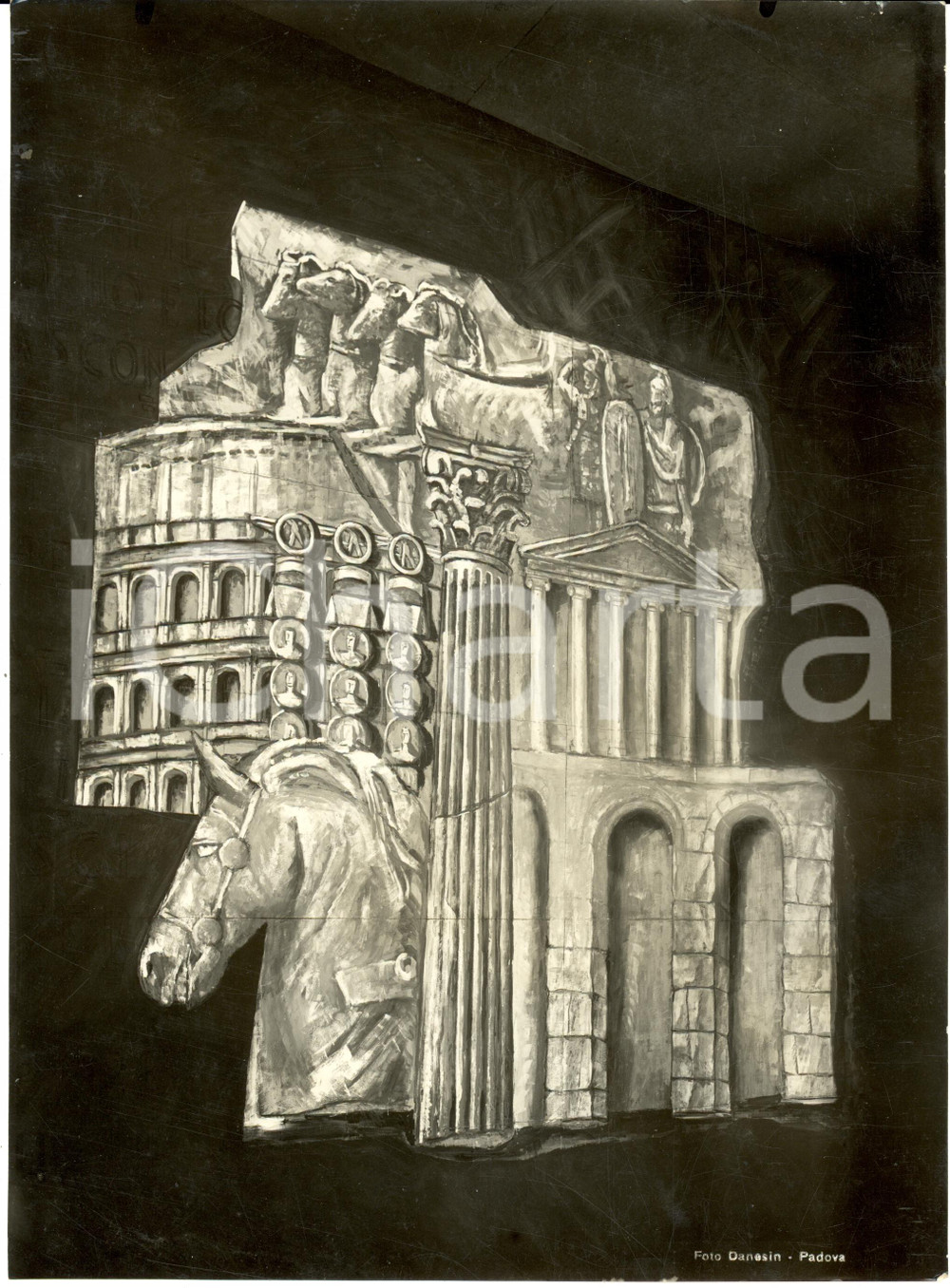 Fotografia d epoca originale 1938 PADOVA Pittura murale Dino LAZZARO per Ventennale Vittoria Fotografia 1