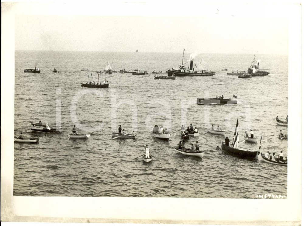 Fotografia d epoca originale 1930 ca GENOVA Regata di scialuppe per Trofeo FINMARE Fotografia 1