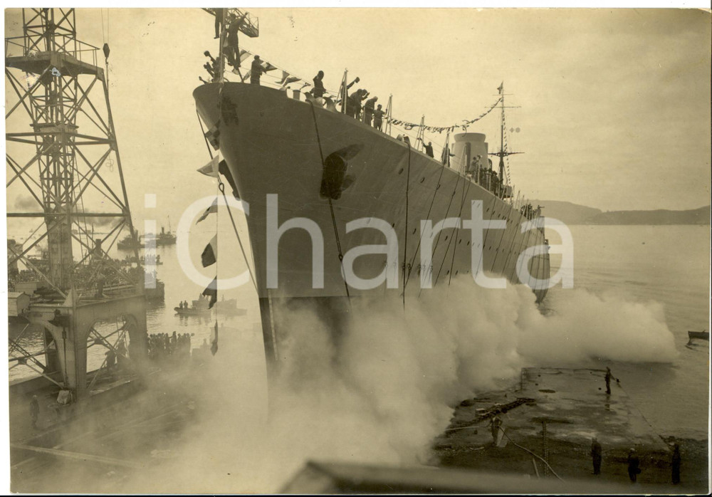 Fotografia d epoca originale 1936 LA SPEZIA Varo incrociatore DUCA DEGLI ABRUZZI Fotografia 1